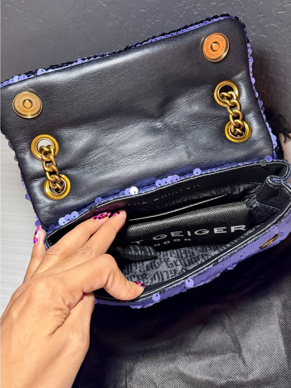 Kurt Geiger London Sequin Shoulder Bag - Picture 3 of 5
